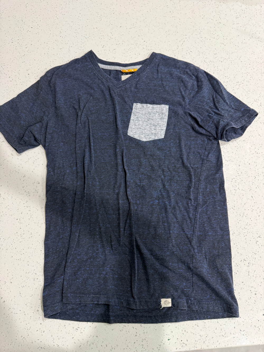 Free Planet Navy Heather Tee with Yellow Accent